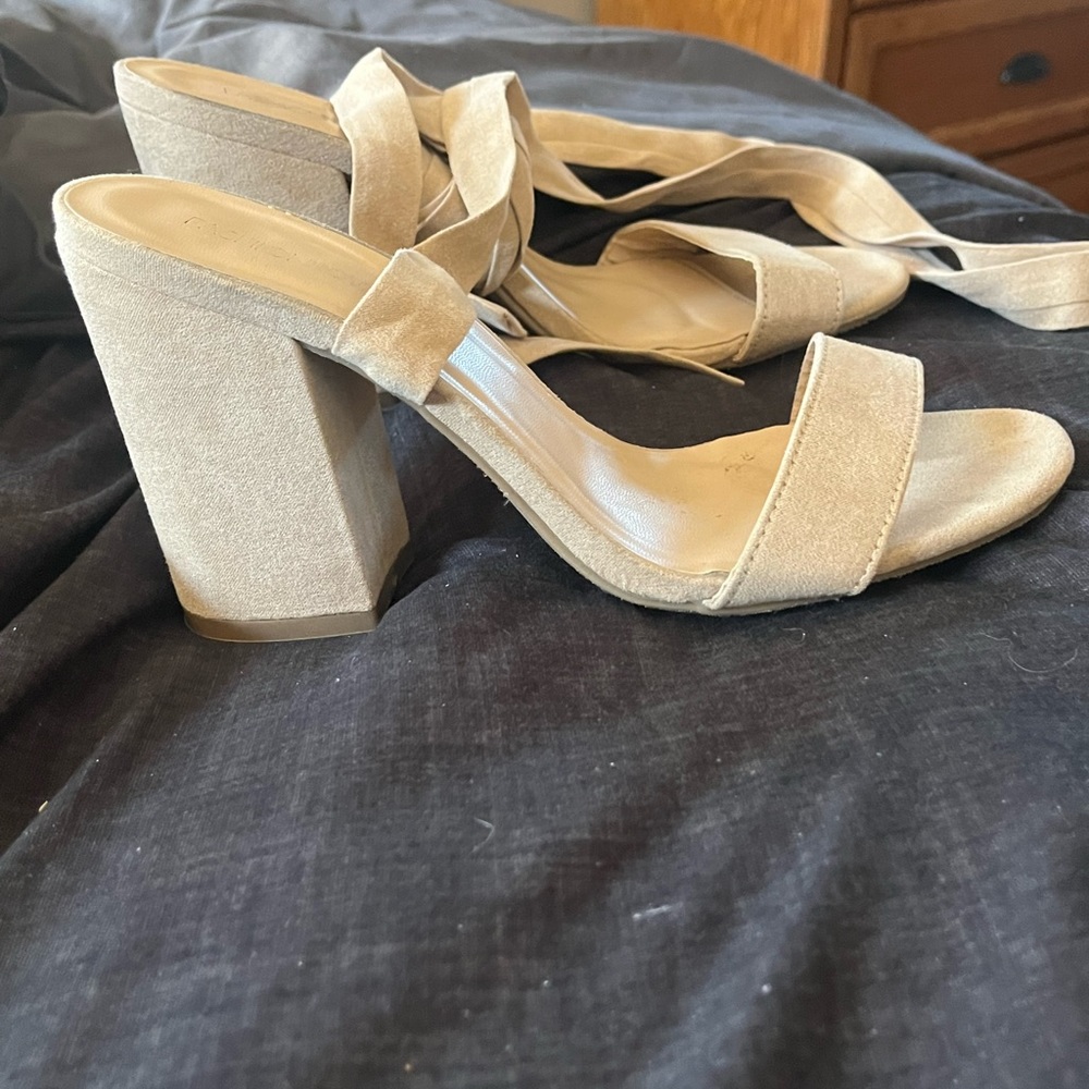 2 inch nude wrap heels